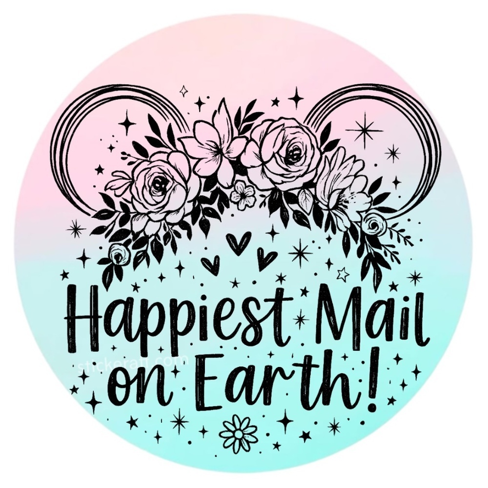 Happiest Mail on Earth Sticker 2” | Cute DISNEY Label | Small Biz Packaging